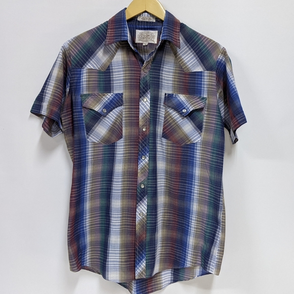 Vintage Dry Goods Saugatuck Rainbow Plaid Wester button down, short sleeve, med - Picture 9 of 11